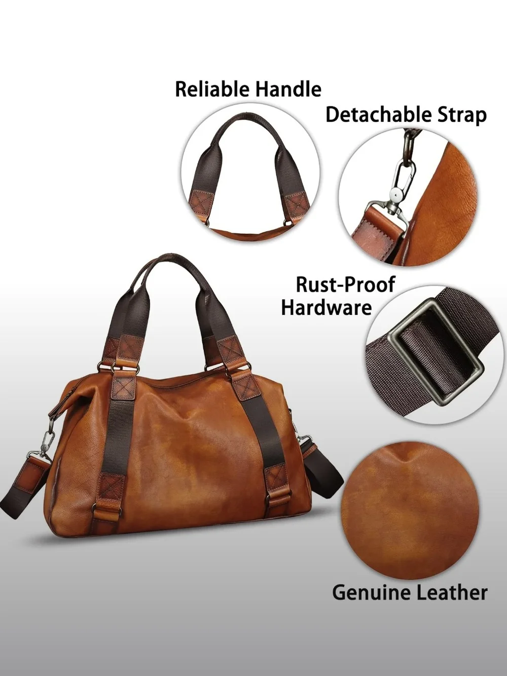 Genuine Leather Travel Bag for Men and Women Duffle Bag